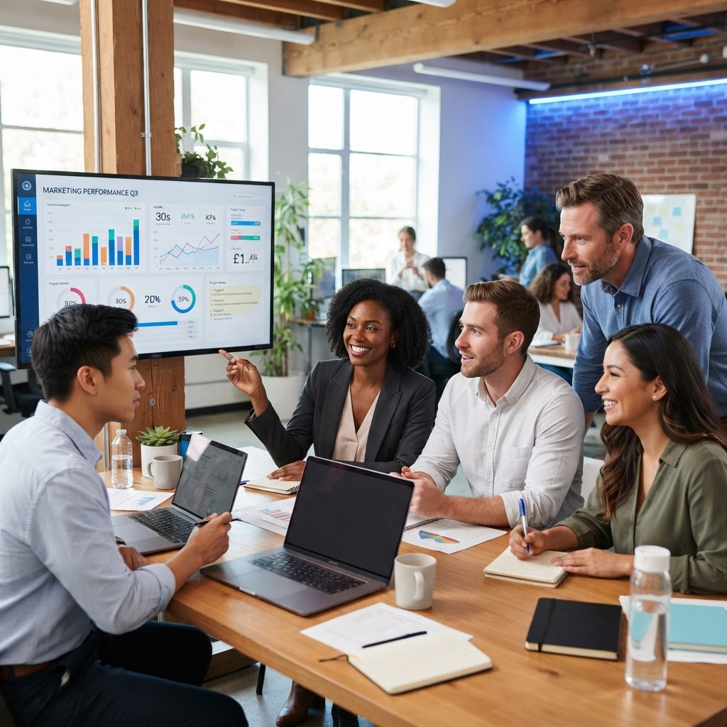 The Search Trail Media team collaborating on an SEO strategy